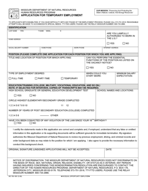 Missouri Temporary Employment Application