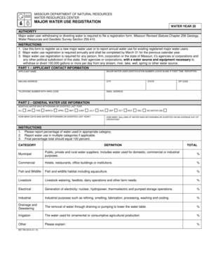 Missouri Major Water Use Registration Form
