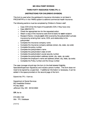 MO HealthNet Third Party Resource Form