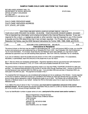 Missouri Child Care 1099 Form