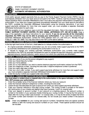 Missouri Automatic Withdrawal Authorization