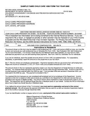 Missouri Child Care 1099 Form 2005