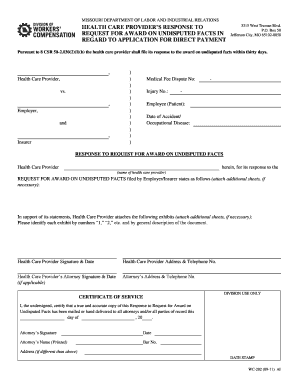 Missouri Health Care Provider Response Form