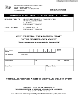 Missouri Escrow Deposit Form