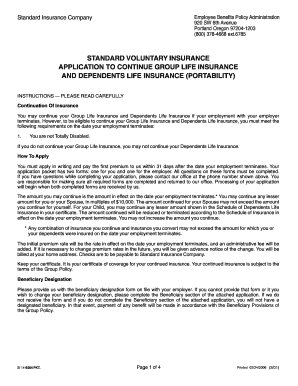 Standard Voluntary Insurance Application