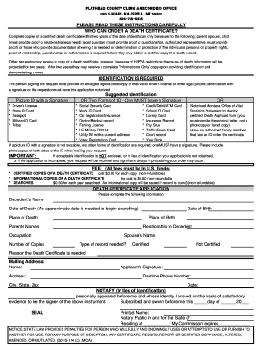 Online fillable death certificate nyc form