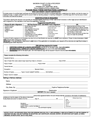 Montana Death Certificate Application