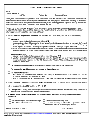 Montana Employment Preference Form
