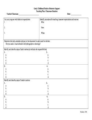 Early Childhood Positive Behavior Support Teaching Plan