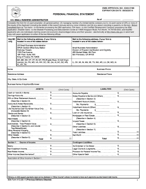 US Small Business Administration Personal Financial Statement