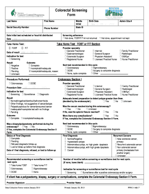Colorectal Screening Form