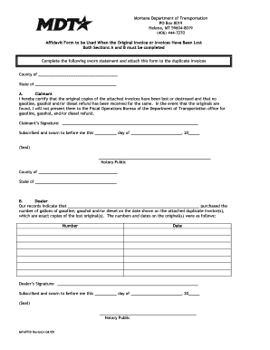 Affidavit Form - Montana Department of Transportation - mdt mt