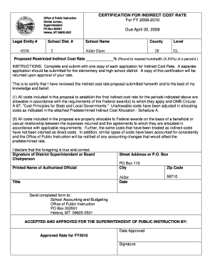 Indirect cost rate proposal checklist fillable form