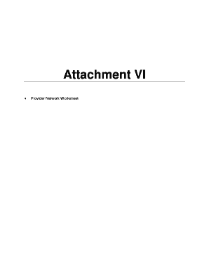 Provider Network Worksheet