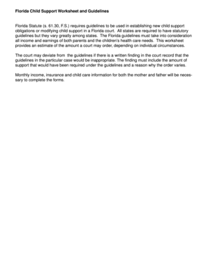 Florida Child Support Worksheet