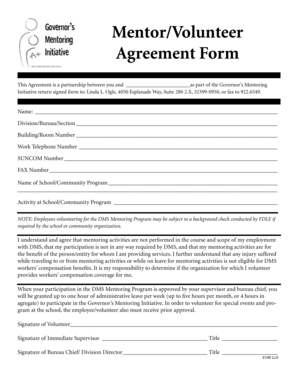 Mentor Volunteer Agreement Form