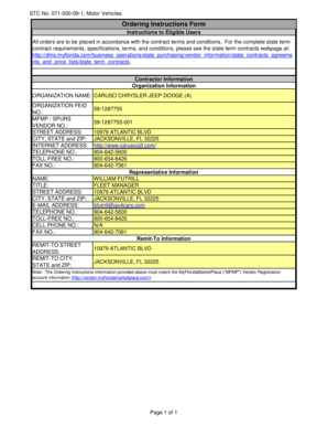 Florida Motor Vehicles Ordering Instructions Form