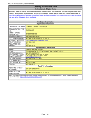Florida Motor Vehicles Ordering Instructions Form
