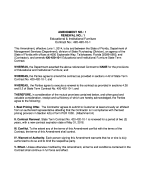 Florida Educational Furniture Contract Amendment
