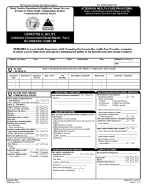 De invite i - Hepatitis C, Acute - Report Form Part 2 - epi publichealth nc