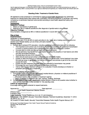 Standing Order: Treatment of Genital Warts All registered nurses ... - epi publichealth nc