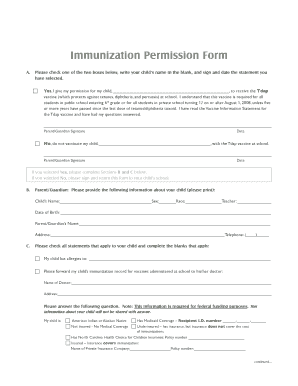 Immunization Permission Form