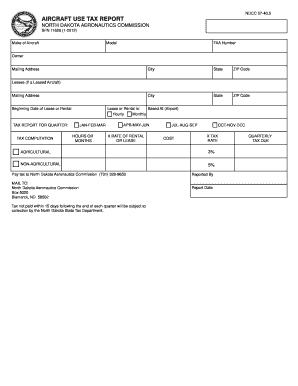AIRCRAFT USE TAX REPORT - nd