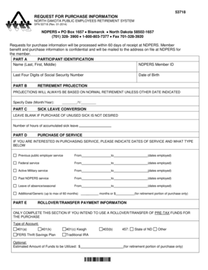 North Dakota Purchase Information Request Form