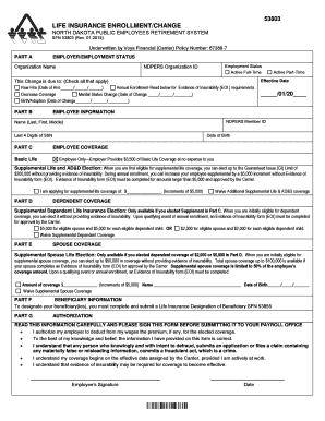 North Dakota Life Insurance Enrollment Form