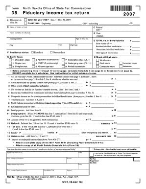 North Dakota Fiduciary Income Tax Return 2007