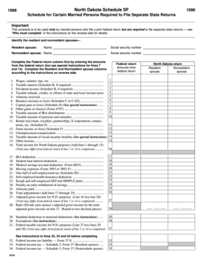 North Dakota Schedule SF 1998