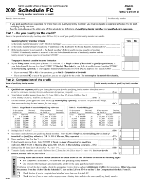 North Dakota Family Member Care Income Tax Credit Form