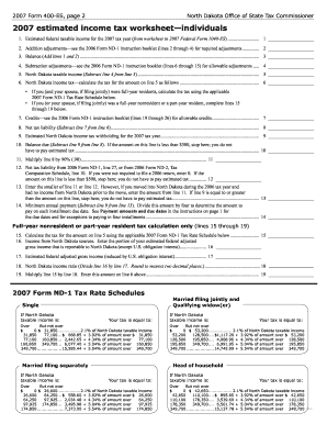 North Dakota 400-ES Estimated Income Tax Form