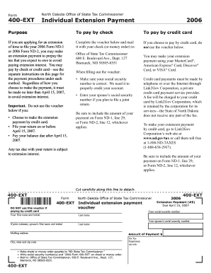 North Dakota 2006 Individual Extension Payment Form