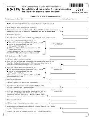 ND-1FA Tax Calculation Form