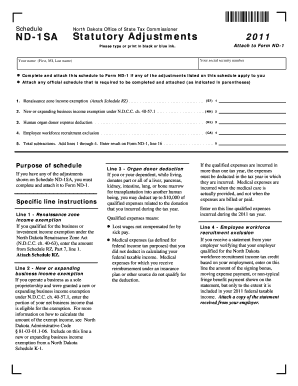 ND-1SA Statutory Adjustments 2011