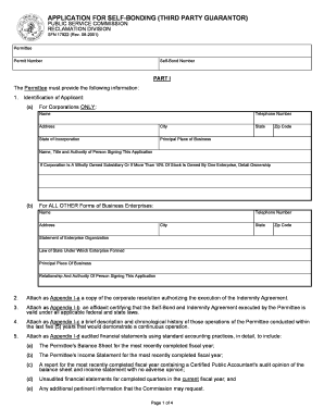 Application for Self-Bonding (Third Party Guarantor)