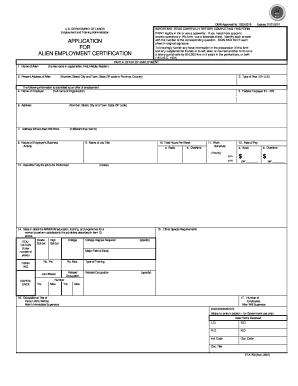 Alien Employment Certification Form