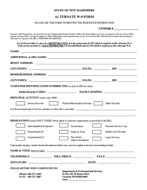 New Hampshire Alternate W-9 Form