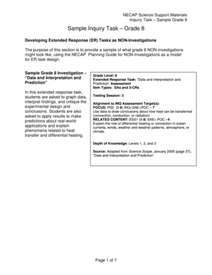 NECAP Grade 8 Science Inquiry Task