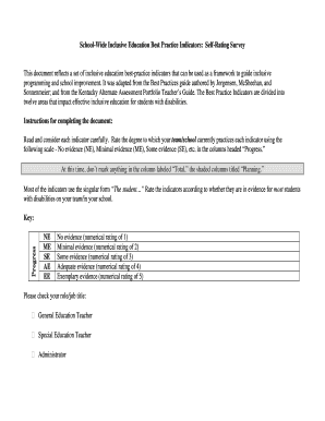 Inclusive Education Best Practice Indicators Survey