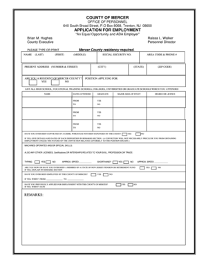 Mercer County Employment Application