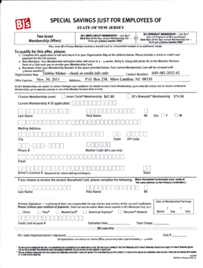 BJ's Wholesale Club Membership Application