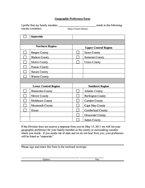 Geographic Preference Form