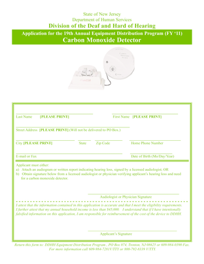 New Jersey Carbon Monoxide Detector Application