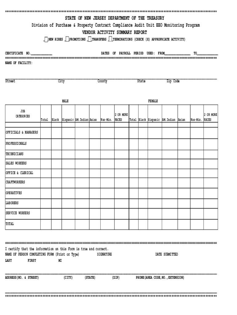 nj affirmative action certificate Preview on Page 1