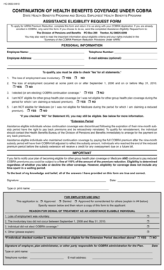 COBRA: Assistance Eligibility Request Form - nj