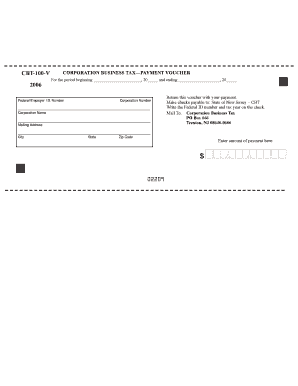 New Jersey Corporation Business Tax Payment Voucher