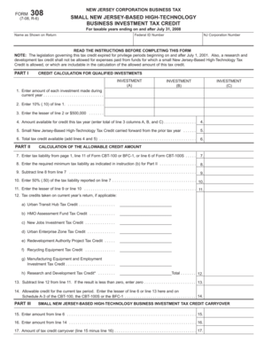 New Jersey Form 308