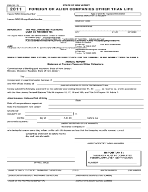 New Jersey Insurance Tax Return